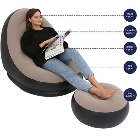 Folding Portable Inflatable Lounge Chairs with Footstool